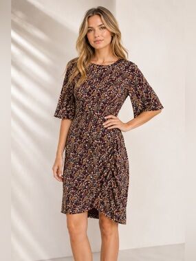 ba&sh Valia Floral Mini Dress Size 6 NWT Bordeaux Ochre Boho Chic